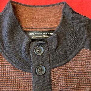 Mens 4 button long sleeve merino wool sweater brown and charcoal grey size 4XB